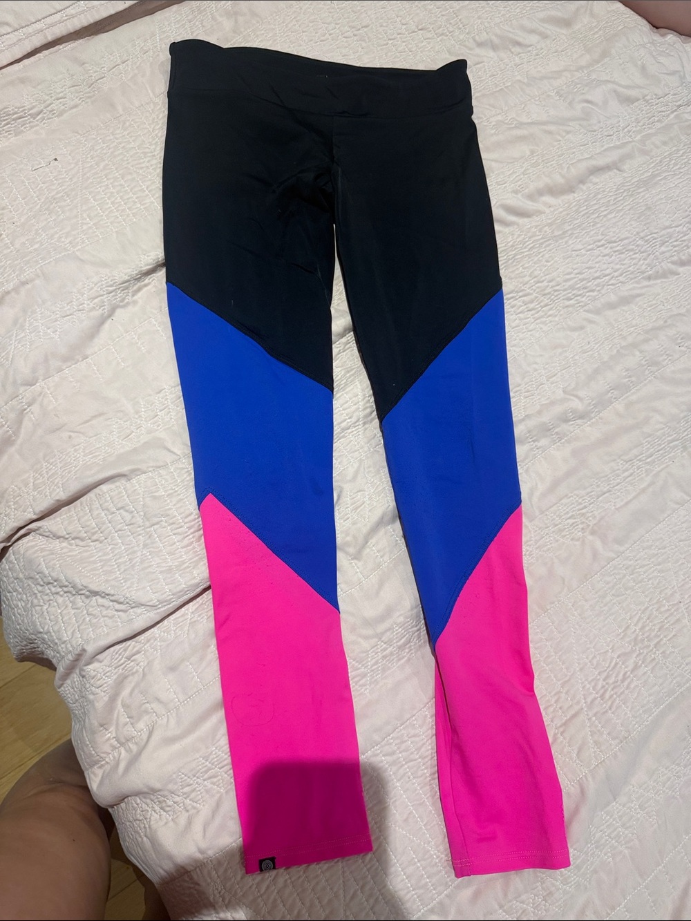 Onzie Black, Blue & Pink Colorblock Leggings